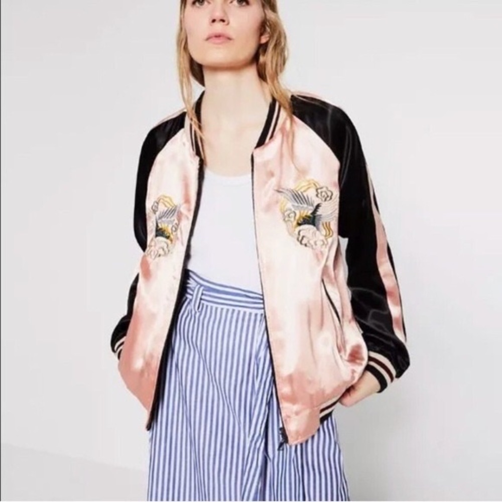 Zara Reversible Satin Bomber Jacket